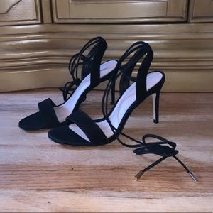 Aldo Black Suede Lace-Up Heels